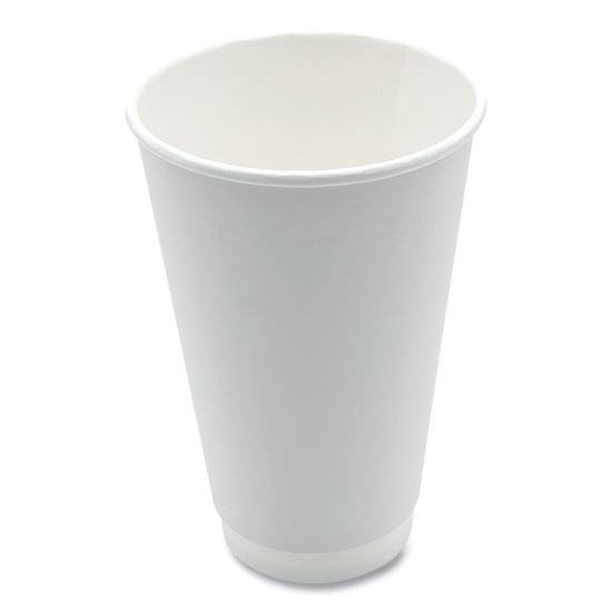 Paper Hot Cups, Double-Walled, 16 oz, White, 25/Pack1