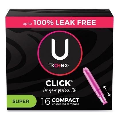 U by Kotex Click Compact Tampons, Super Absorbency, 16/Pack, 8 Packs/Carton1
