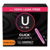 U by Kotex Click Compact Tampons, Super Plus Absorbency, 16/Pack, 8 Packs/Carton1
