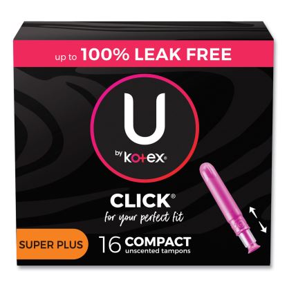 U by Kotex Click Compact Tampons, Super Plus Absorbency, 16/Pack, 8 Packs/Carton1