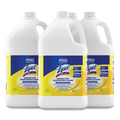 Disinfectant Deodorizing Cleaner Concentrate, Lemon Scent, 128 oz Bottle, 4/Carton1