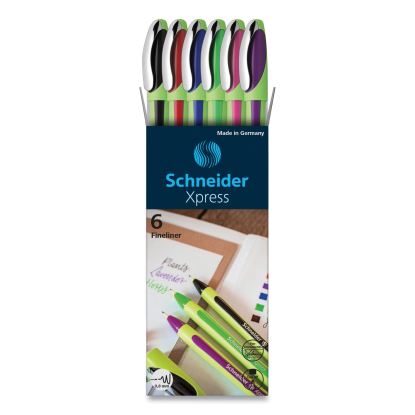 Xpress Fineliner Pen, Stick, Fine 0.8 mm, Assorted Ink and Barrel Colors, 6/Pack1