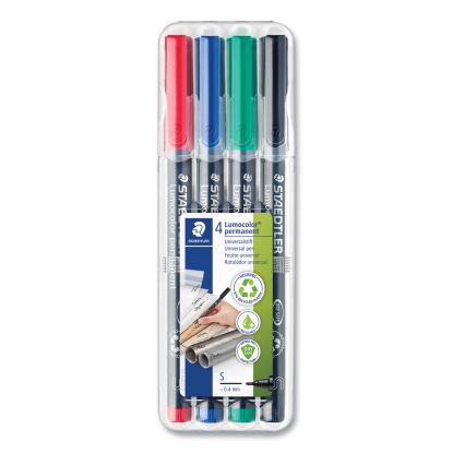 Lumocolor Permanent Marker Pen, Porous Point, Extra-Fine, 0.4 mm, Assorted Ink Colors/Barrel, 4/Pack1
