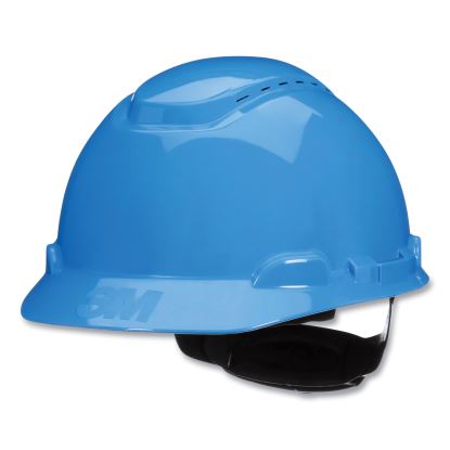 SecureFit H-Series Hard Hats, H-700 Vented Cap with UV Indicator, 4-Point Pressure Diffusion Ratchet Suspension, Blue1