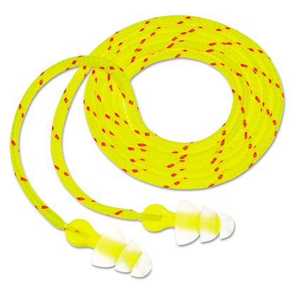 Tri-Flange Earplugs, Corded, 26 dB NRR, Yellow/Orange, 400 Pairs1