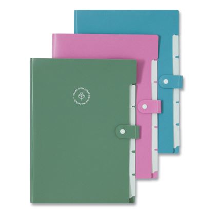 U ECO Six-Pocket Expandable Folder, 4.5" Expansion, 6 Sections, Snap Button Closure, 1/6-Cut Tabs, Letter Size, 3/Pack1