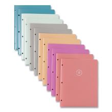 U ECO Poly Two-Pocket Folders, Three-Hole Punched, Poly/Wheat Straw, 11 x 8.5, Assorted,12/Pack1