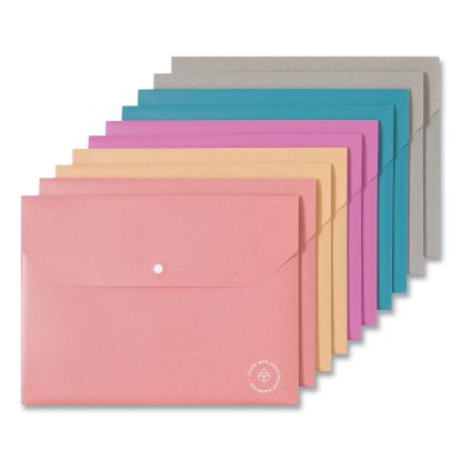 U ECO Document Holder, 0.59" Expansion, 1 Section, Snap Button Closure, Letter Size, Assorted Colors, 10/Pack1