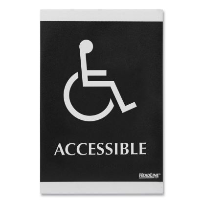 Century Series Office Sign, Accessible, 6 x 9, Black/Silver1