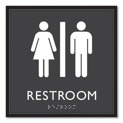 ADA Sign, Unisex Restroom, Plastic, 8 x 8, Clear/White1