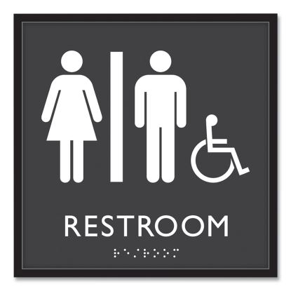 ADA Sign, Unisex Accessible Restroom, Plastic, 8 x 8, Clear/White1
