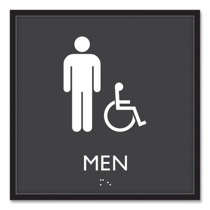 ADA Sign, Men Accessible, Plastic, 8 x 8, Clear/White1