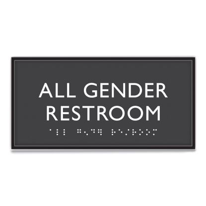 ADA Sign, All Gender Restroom, Plastic, 4 x 4, Clear/White1