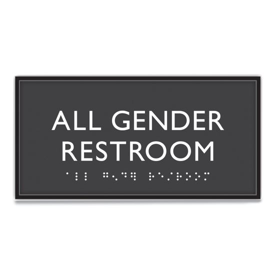 ADA Sign, All Gender Restroom, Plastic, 4 x 4, Clear/White1