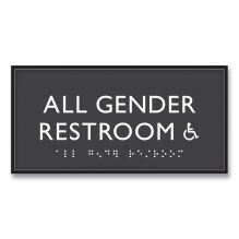 ADA Sign, All Gender Restroom Accessible, Plastic, 4 x 4, Clear/White1