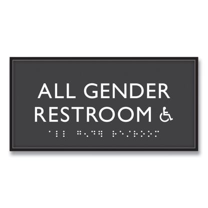 ADA Sign, All Gender Restroom Accessible, Plastic, 4 x 4, Clear/White1