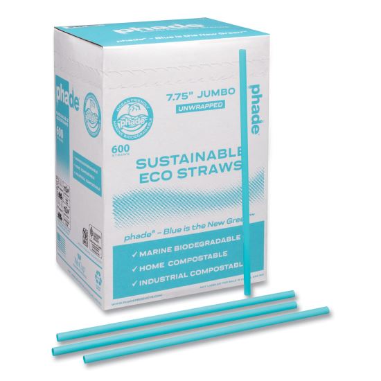 Marine Biodegradable Straws, 7.75", Ocean Blue, 6,000/Carton1