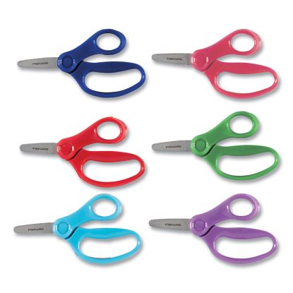 Kids Scissors, Rounded Tip, 5" Long, 1.75" Cut Length, Straight Handles, Randomly Assorted Colors1