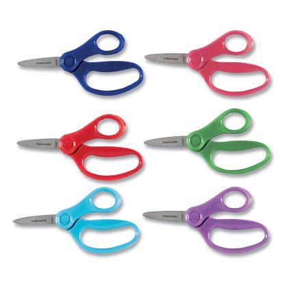 Kids Scissors, Pointed Tip, 5" Long, 1.75" Cut Length, Straight Handles, Randomly Assorted Colors1