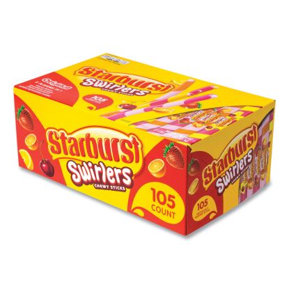 Swirlers Chewy Candy Sticks, Cherry-Lemon/Cherry-Strawberry/Strawberry-Orange, 0.37 oz, 105/Pack, Ships in 1-3 Business Days1