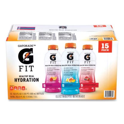 Fit Electrolyte Beverage Variety Pack, Assorted Flavors, 16.9 oz Bottle, 15/Pack, Ships in 1-3 Business Days1