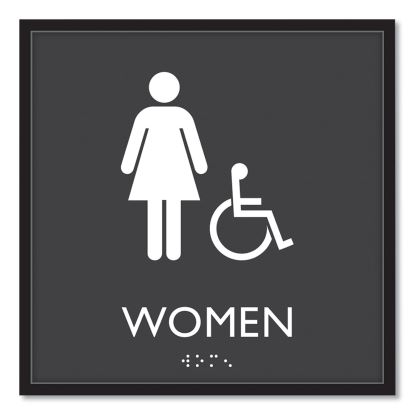 ADA Sign, Women Accessible, Plastic, 8 x8, Clear/White1