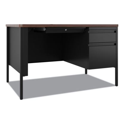 Teachers Pedestal Desks, One Right-Hand Pedestal: Box/File Drawers, 48" x 30" x 29.5", Walnut/Black1