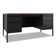 Teachers Pedestal Desks, Left and Right-Hand Pedestals: Box/File Drawer Format, 60" x 30" x 29.5", Walnut/Black1