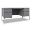 Teachers Pedestal Desks, Left and Right-Hand Pedestals: Box/File Drawer Format, 60" x 30" x 29.5", White/Platinum1