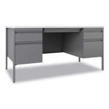 Teachers Pedestal Desks, Left and Right-Hand Pedestals: Box/File Drawer Format, 60" x 30" x 29.5", White/Platinum1