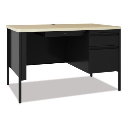 Teachers Pedestal Desks, One Right-Hand Pedestal: Box/File Drawers, 48" x 30" x 29.5", Maple/Black1