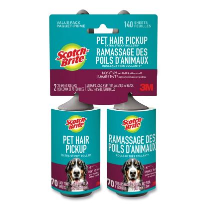Pet Hair Pickup Lint Roller, 70 Sheets/Roller, 2/Pack1