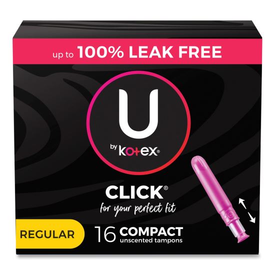 U by Kotex Click Compact Tampons, Regular, 16/Pack, 8 Packs/Carton1