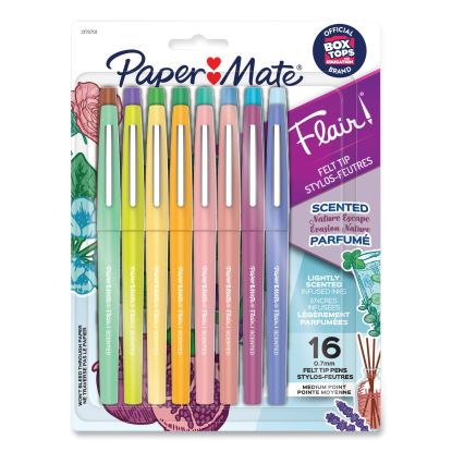 Flair Scented Felt Tip Porous Point Pen, Nature Escape Scents, Medium 0.7 mm, Assorted Ink and Barrel Colors, 16/Pack1