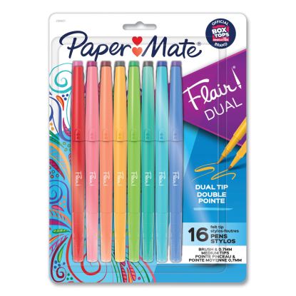 Flair Duo Felt Tip Porous Point Pen, Stick, Medium 0.7 mm, Assorted Ink and Barrel Colors, 16/Pack1