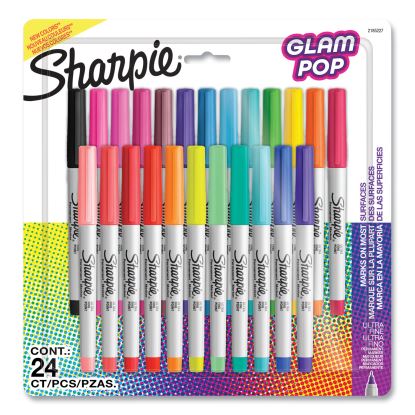 Ultra Fine Tip Permanent Marker, Ultra-Fine Needle Tip, Assorted 80s Glam Colors, 24/Pack1