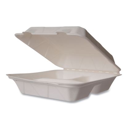 Nourish Molded Fiber Takeout Containers, 3-Compartment, 5 x 9 x 2, White, Sugarcane, 200/Carton1