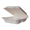 White Molded Fiber Clamshell Containers, 3-Compartment, 9 x 18 x 2, White, Sugarcane, 200/Carton1