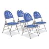 1100 Series Deluxe Fan-Back Tri-Brace Folding Chair, Supports 500 lb, Blue Seat/Back, Gray Base, 4/CT,Ships in 1-3 Bus Days1