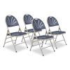 1100 Series Deluxe Fan-Back Tri-Brace Folding Chair, Supports 500 lb, Dk Blue Seat/Back, Gray Base,4/CT,Ships in 1-3 Bus Days1