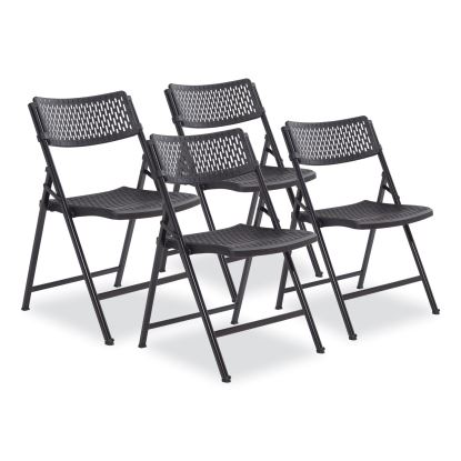 AirFlex Series Premium Poly Folding Chair, Supports 1000 lb, 17.25" Seat Ht, Black Seat/Back/Base, 4/CT,Ships in 1-3 Bus Days1