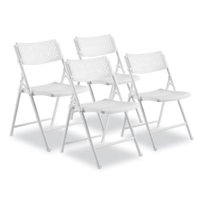 AirFlex Series Premium Poly Folding Chair, Supports 1000 lb, 17.25" Seat Ht, White Seat/Back/Base, 4/CT,Ships in 1-3 Bus Days1