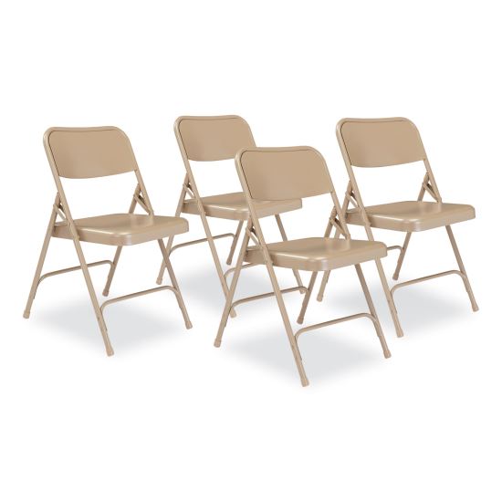 200 Series Premium All-Steel Double Hinge Folding Chair, Supports 500 lb, 17.25" Seat Ht, Beige, 4/CT, Ships in 1-3 Bus Days1