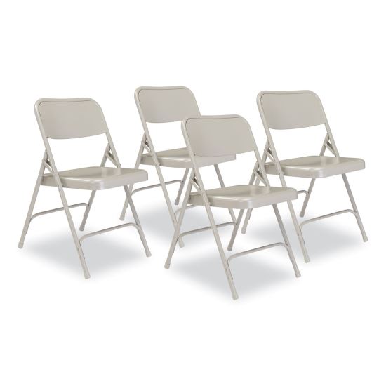 200 Series Premium All-Steel Double Hinge Folding Chair, Supports 500 lb, 17.25" Seat Ht, Gray, 4/CT, Ships in 1-3 Bus Days1