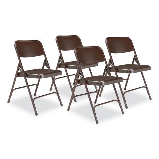 200 Series Premium All-Steel Double Hinge Folding Chair, Supports 500 lb, 17.25" Seat Ht, Brown, 4/CT, Ships in 1-3 Bus Days1