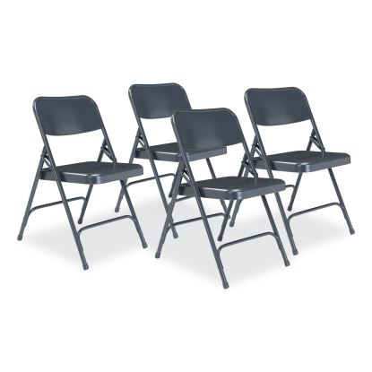 200 Series Premium All-Steel Double Hinge Folding Chair, Supports 500 lb, 17.25" Seat Ht, Blue, 4/CT, Ships in 1-3 Bus Days1