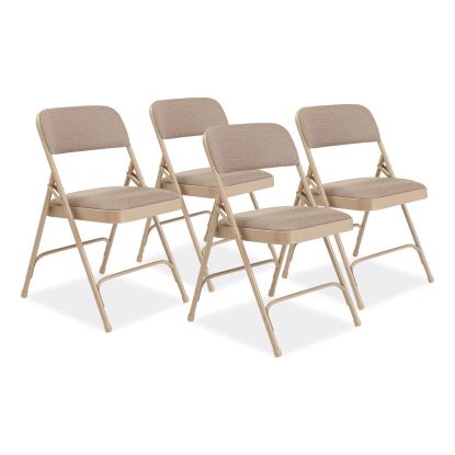 2200 Series Deluxe Fabric Upholstered Dual-Hinge Premium Folding Chair, Supports 500lb, Cafe Beige,4/CT,Ships in 1-3 Bus Days1