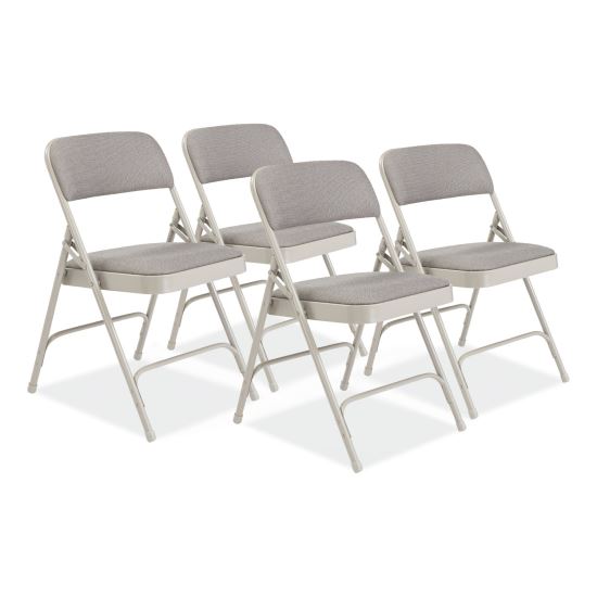 2200 Series Fabric Dual-Hinge Premium Folding Chair, Supports 500lb,Greystone Seat/Back,Gray Base,4/CT, Ships in 1-3 Bus Days1