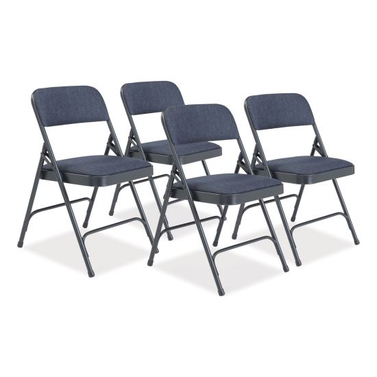 2200 Series Fabric Dual-Hinge Folding Chair, Supports 500 lb, Royal Blue Seat/Back, Char-Blue Base,4/CT,Ships in 1-3 Bus Days1