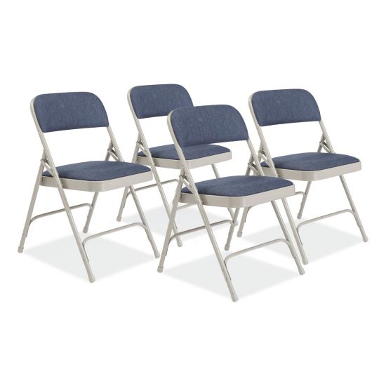 2200 Series Fabric Dual-Hinge Premium Folding Chair, Supports 500 lb, Blue Seat/Back, Gray Base, 4/CT, Ships in 1-3 Bus Days1